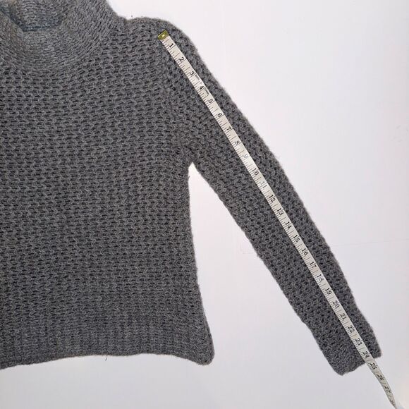 Halogen Nordstrom 100% Cashmere Mock Neck Chunky Open Knit Sweater Taupe Grey S - Picture 9 of 11